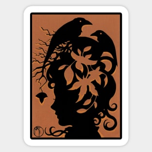 Autumn Spirit Silhouette - Black Outline Version Sticker